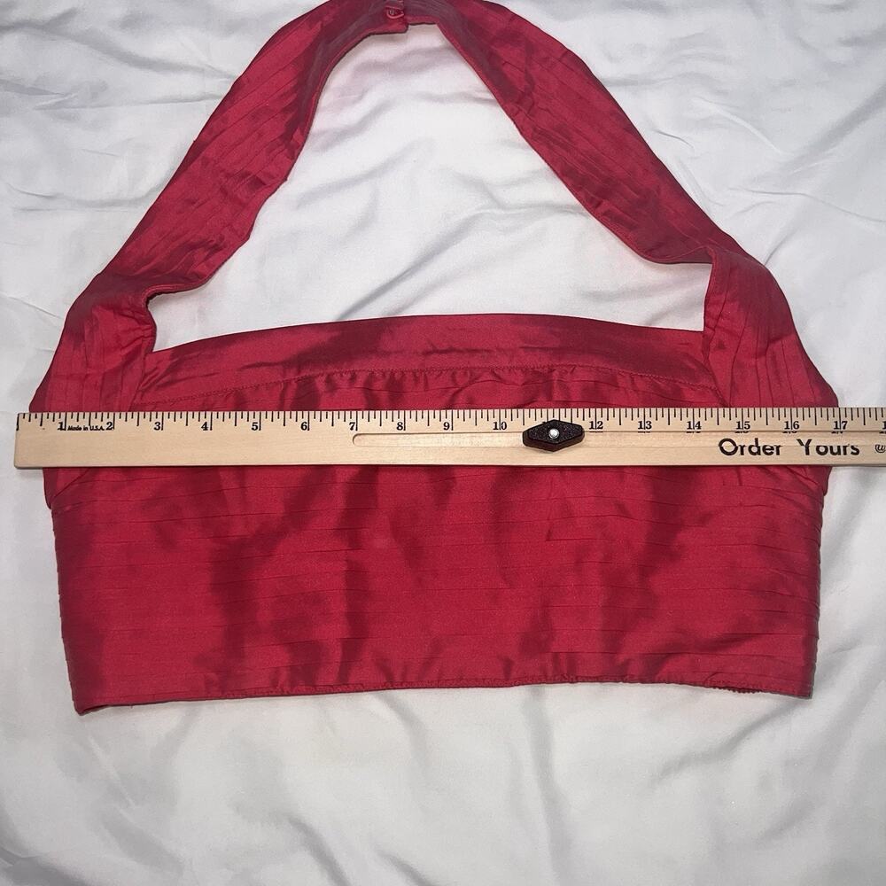 BHLDN Georgia Halter Top Size M Pink Raspberry Sorbet Pleated Cropped Formal NWT - Picture 6 of 11